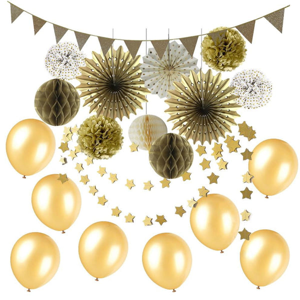 Gold Party Decorations Birthday Party Supplies for Wedding Outdoor Wall Decorations - Sunbeauty