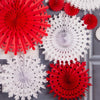 White/Red Birthday Party Snowflake Pinwheel Paper Fan Set - Sunbeauty