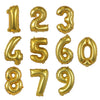 Globos de fiesta de cumpleaños de lámina de helio de dígitos dorados