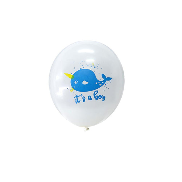 Narwhal Baby Shower Latex Balloon 9Pcs(Blue) - Sunbeauty
