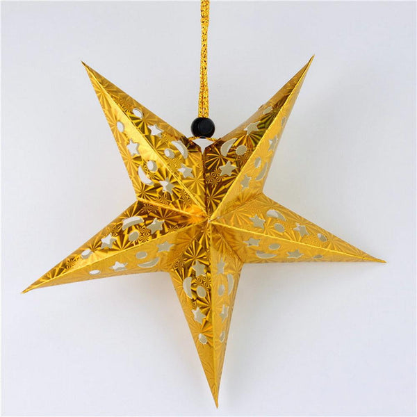 Gold laser five-pointed paper star - cnsunbeauty