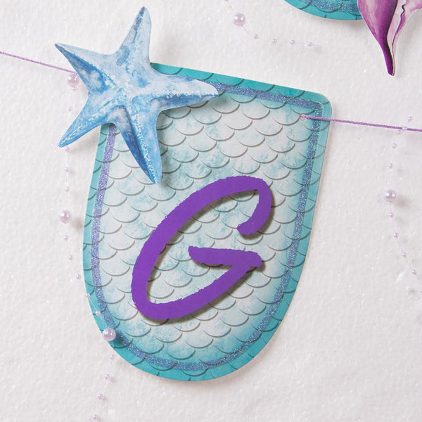 Mermaid Birthday Girl Purple Pearl Banner - Sunbeauty