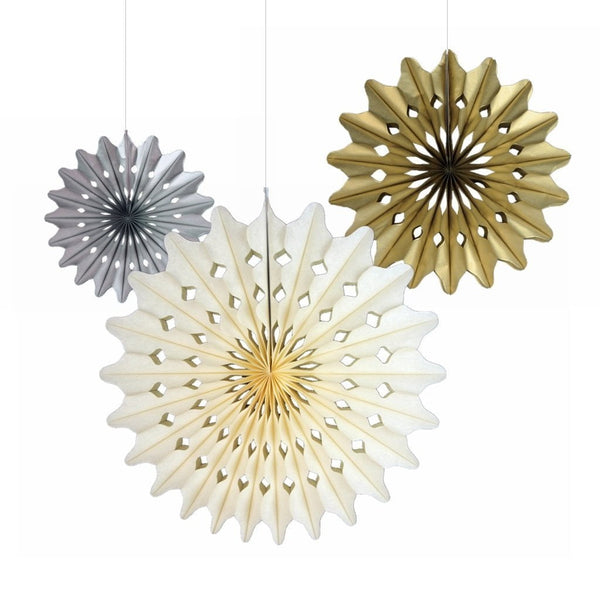 Snowflake Tissue Paper Fans/Pinwheel set/3Pcs - cnsunbeauty