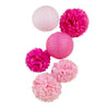 Kit de manualidades de flores con pompones de papel rosa para colgar