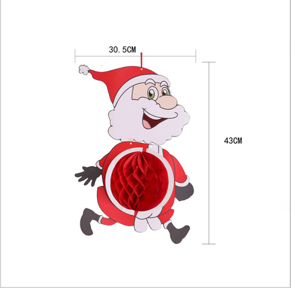 Schneemann-Weihnachtsmann-hängender Papierwabenball