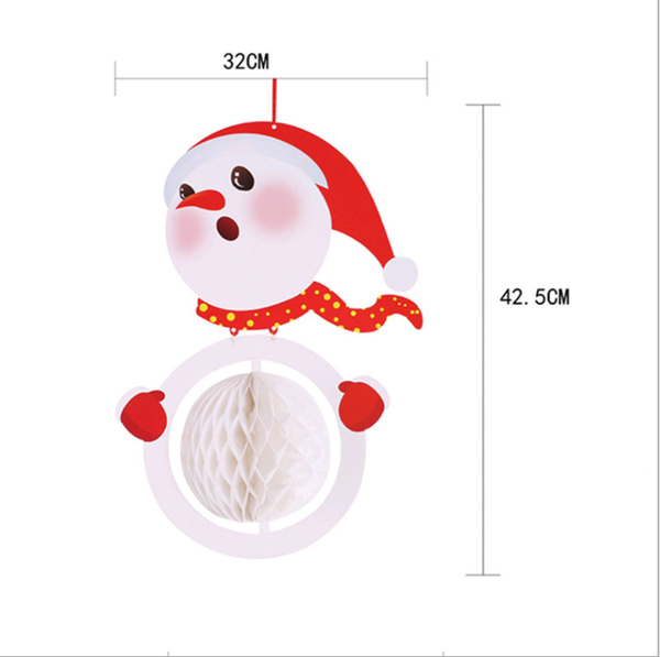 Snowman Santa Claus Hanging Paper Honeycomb Ball