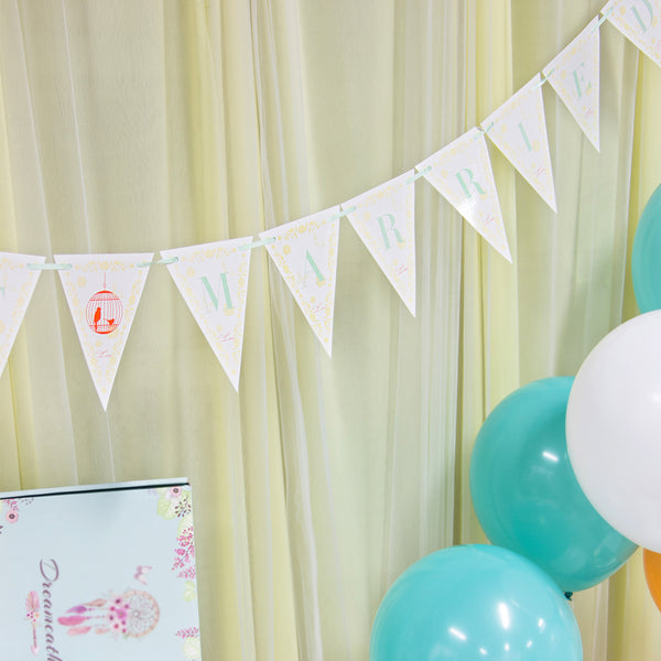 Just Married Pennant Paper Banner(green)-50Pcs Free Shipping - Sunbeauty