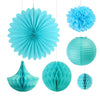 6 decoraciones de fiesta de papel de seda azul Tiffany.
