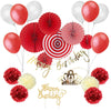 Red/White Happy Birthday Decoration - Sunbeauty