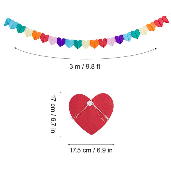 Valentine Rainbow Heart Shape Hanging Tissue Paper Garland - Sunbeauty