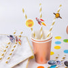 Blast Off to Outer Space Rocket Ship Baby Shower Birthday Paper Straws