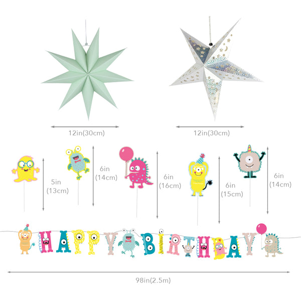 Little Monster Bash Happy Birthday Party Decoration Set - Sunbeauty