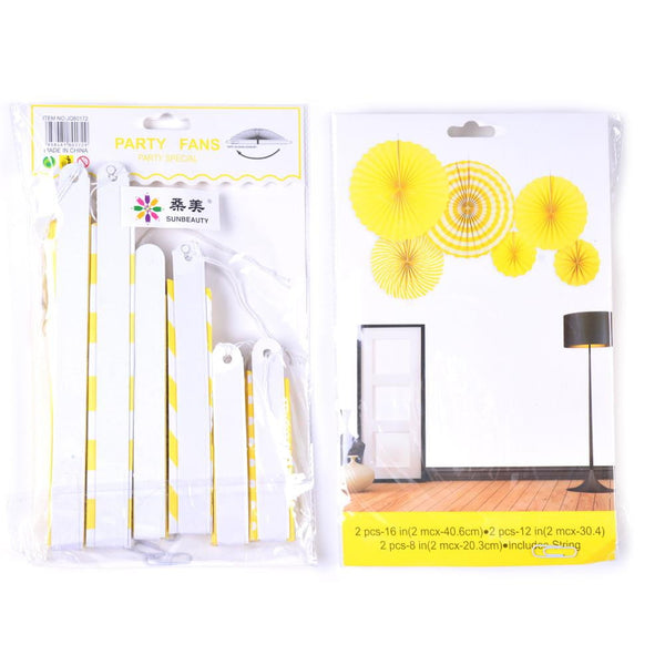 Yellow Folding Paper Fans Set(6Pcs) - Sunbeauty