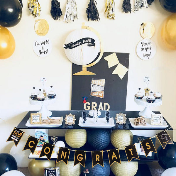 2020 Congrats Grad Graduation Party Garland Banner - Sunbeauty