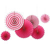 Juego de abanicos de papel plegables de color rojo rosa (6 piezas)