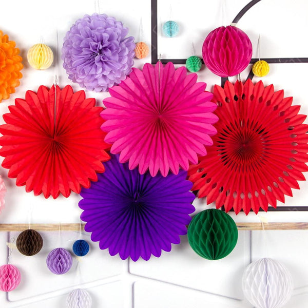 Paper Pinwheel Pompom Honeycomb Ball Decorations - Sunbeauty