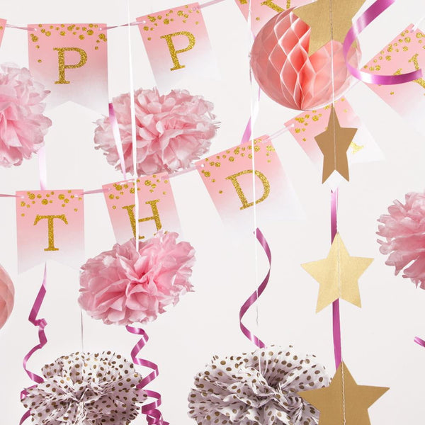 Twinkle Star Pink Birthday Decoration Kit(16Pcs) - Sunbeauty