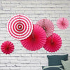 Rose Red Folding Paper Fans Set(6Pcs) - Sunbeauty