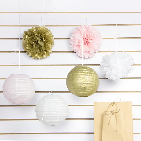 Gold Pink White Paper Crafts Party Decoration - Sunbeauty
