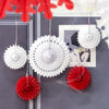 White/Red Birthday Party Snowflake Pinwheel Paper Fan Set - Sunbeauty