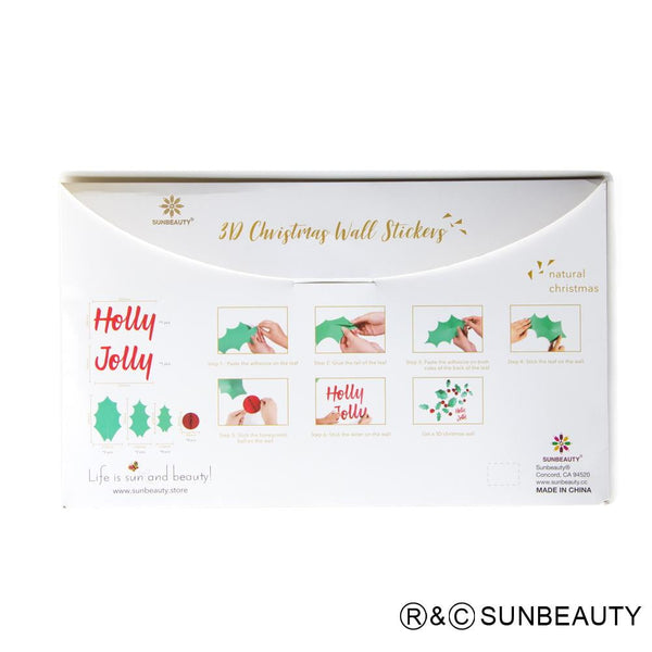 Christmas Holly Jolly 3D Wall Sticker - Sunbeauty