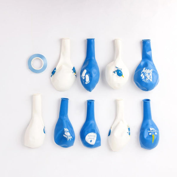 Narwhal Baby Shower Latex Balloon 9Pcs(Blue) - Sunbeauty