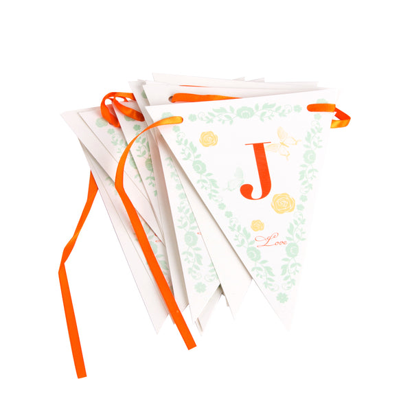 Just Married Pennant Paper Banner(orange)-50Pcs Free Shipping - Sunbeauty