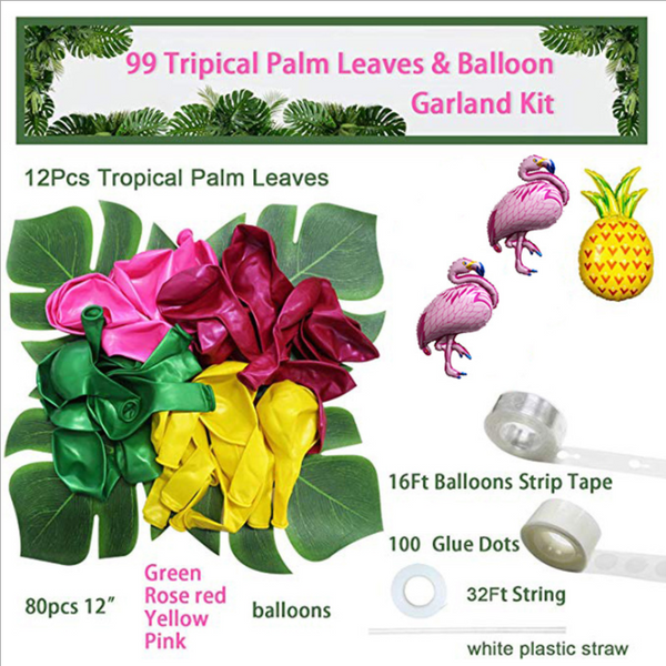 Hawaiian flamingo foil balloon decoration set