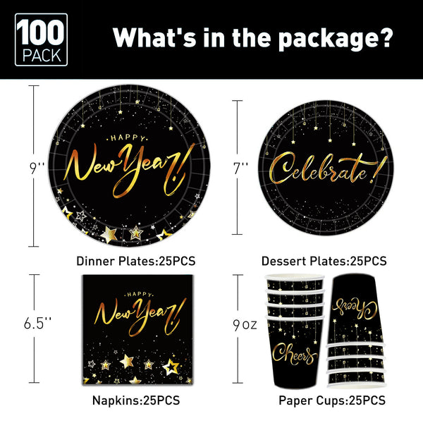 Hot New Year Paper Plate Set Party Tableware Disposable Plate Decoration