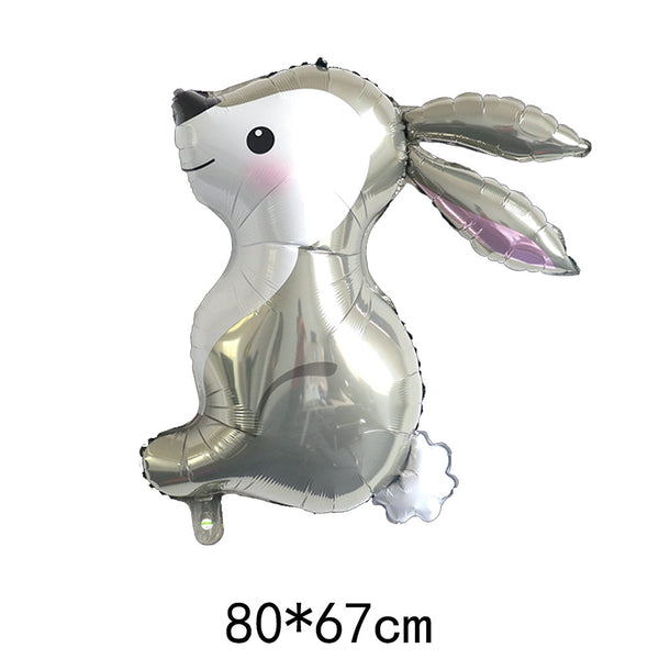 Osterhasen-Karikatur-Aluminiumfolien-Ballon mit großen Augen, süßer Dschungelhasen-Karotten-Geburtstagsfeier-Ballon 