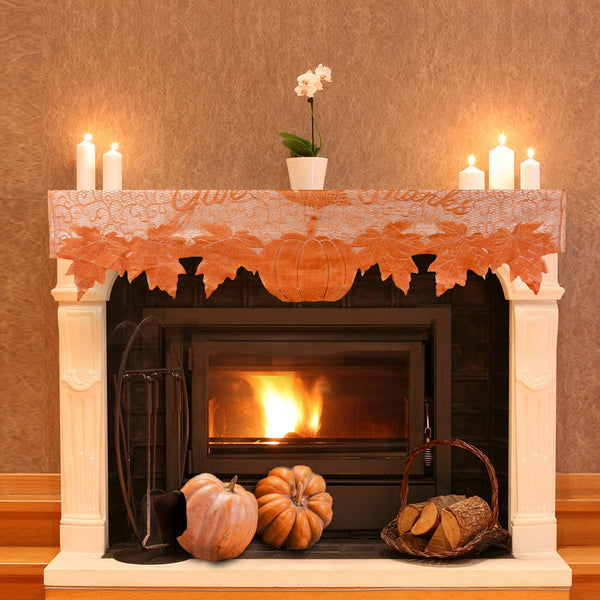 Thanksgiving Day Fireplace Decoration Lace Mantle Scarf Cover - Sunbeauty