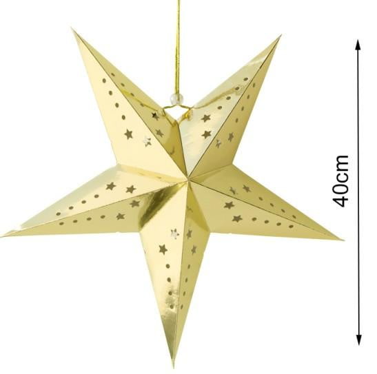 40cm gold pentagram paper stars - cnsunbeauty
